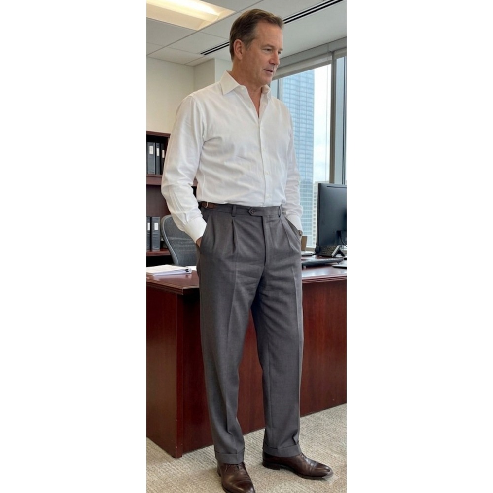 Brioni Dress Pants Trousers Mens Sz 39x30 Brown Pleat Cuff Old Money Virgin Wool